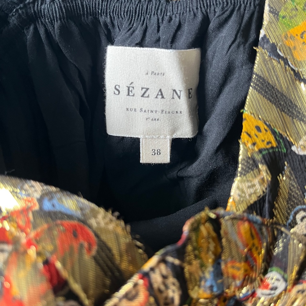 ⚜️Sézane elegant maxi length tie strap gown metallic gold size 38 - Picture 9 of 9